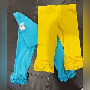 Yellow and Blue Ruffle Leggings